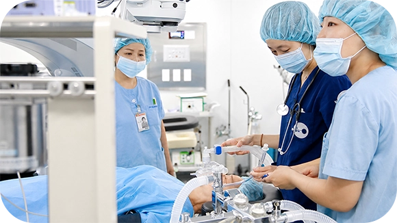 Operating room during sedation anesthesia